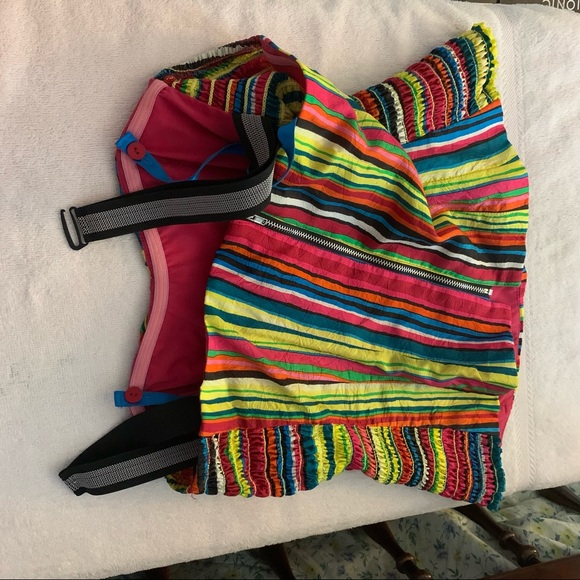 Nanette Lepore Designer Multicolor Striped Crop Spaghetti Strap SILK Top Sz 10 - Picture 8 of 10